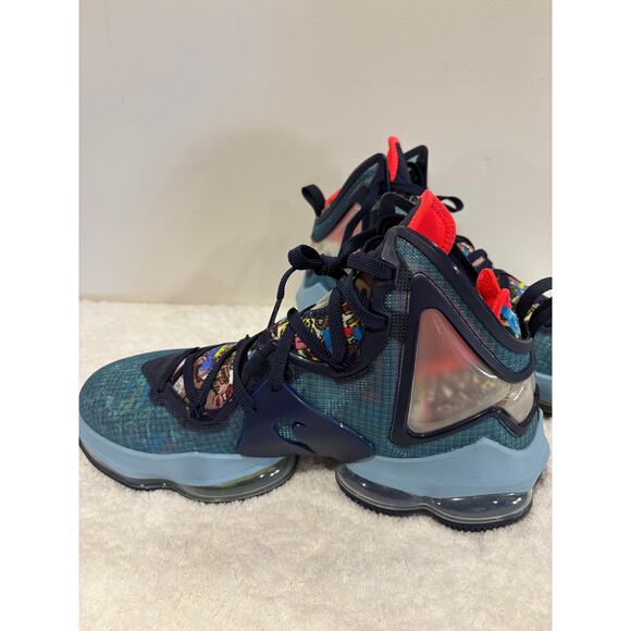 NWOB Nike LeBron 19 Fast Food Basketball Sneakers Dutch Blue/Pomegranate US 15 - Picture 4 of 8